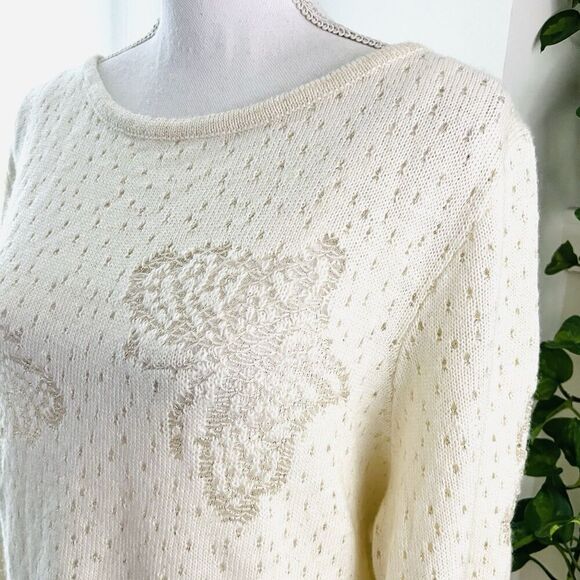 Style & Co Wool Blend Cream Color Butterfly Knitted Lightweight Sweater Plus 3X - Picture 6 of 10